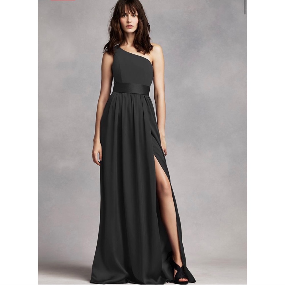 Vera Wang One Shoulder Dress w/ Satin Sash